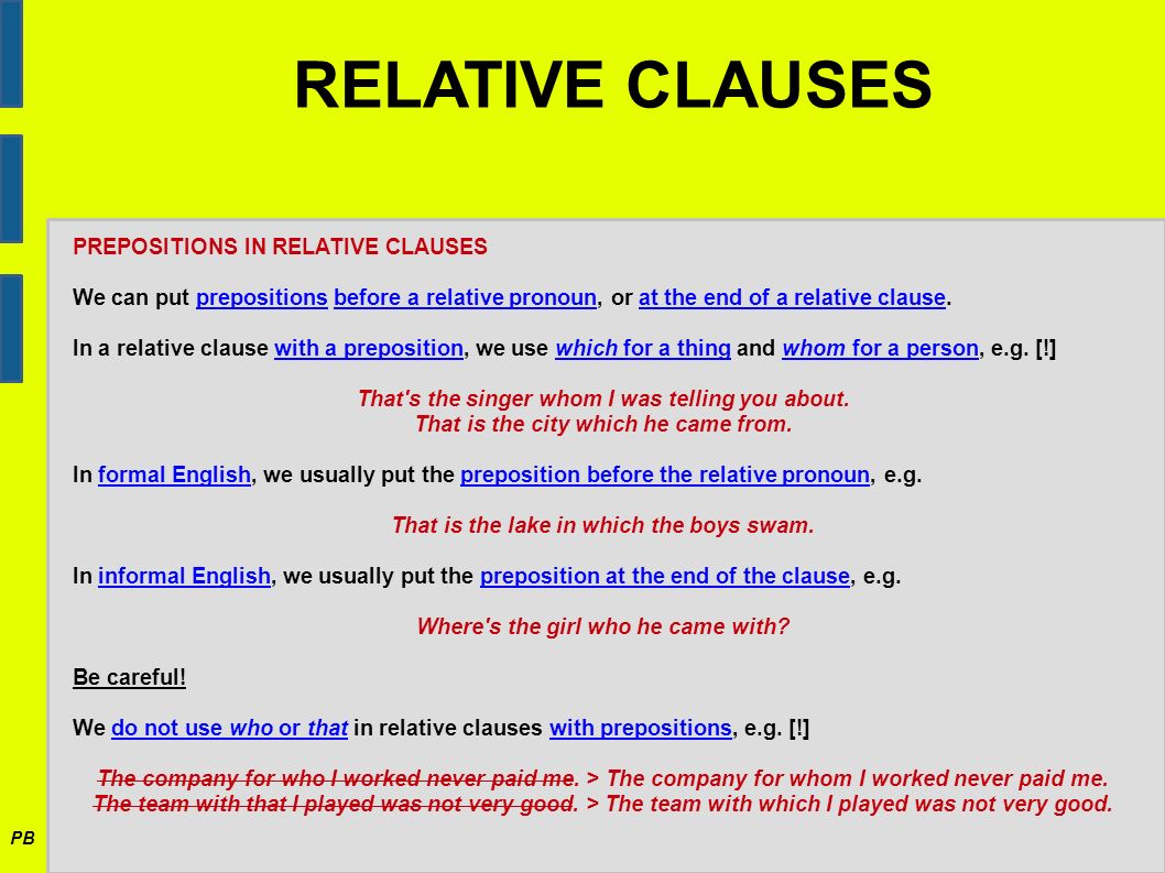 Relative pronouns adverbs who. Relative Clauses в английском языке. Relative Clauses prepositions. Relative pronouns and adverbs правило. Relative pronouns and Clauses.