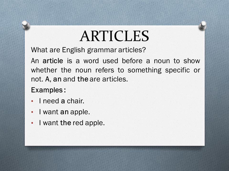 What are English grammar articles? 