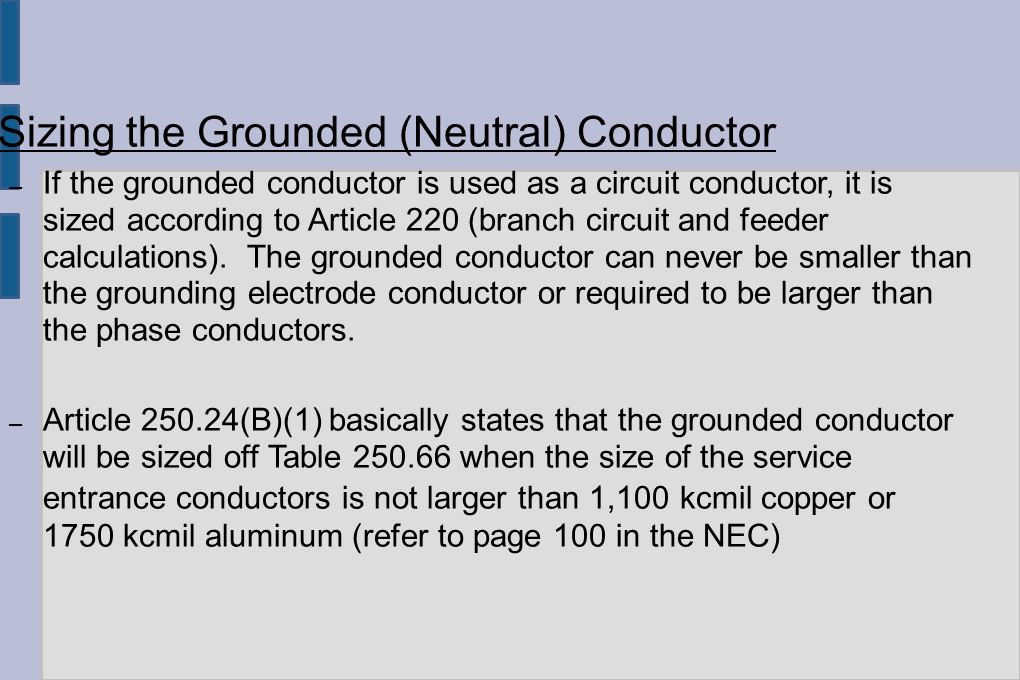 Grounding Electrode Conductor Size Chart