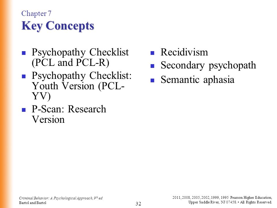 Chapter 7 Psychopathy Criminal Behavior A Psychological Approach