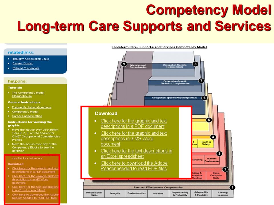 December 7, 2010 Competency Model Long-term Care Supports and Services