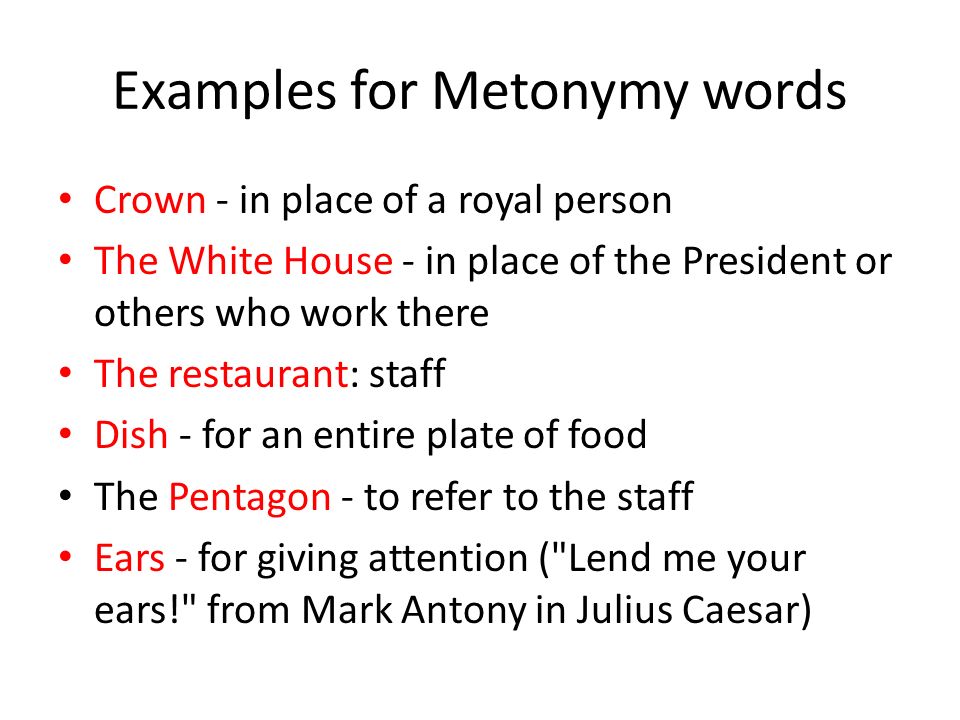 example for metonymy Lexical relations.