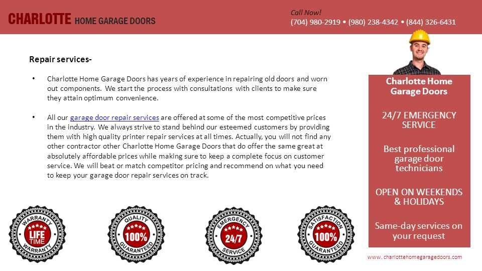 Charlotte Home Garage Doors has years of experience in repairing old doors and worn out components.