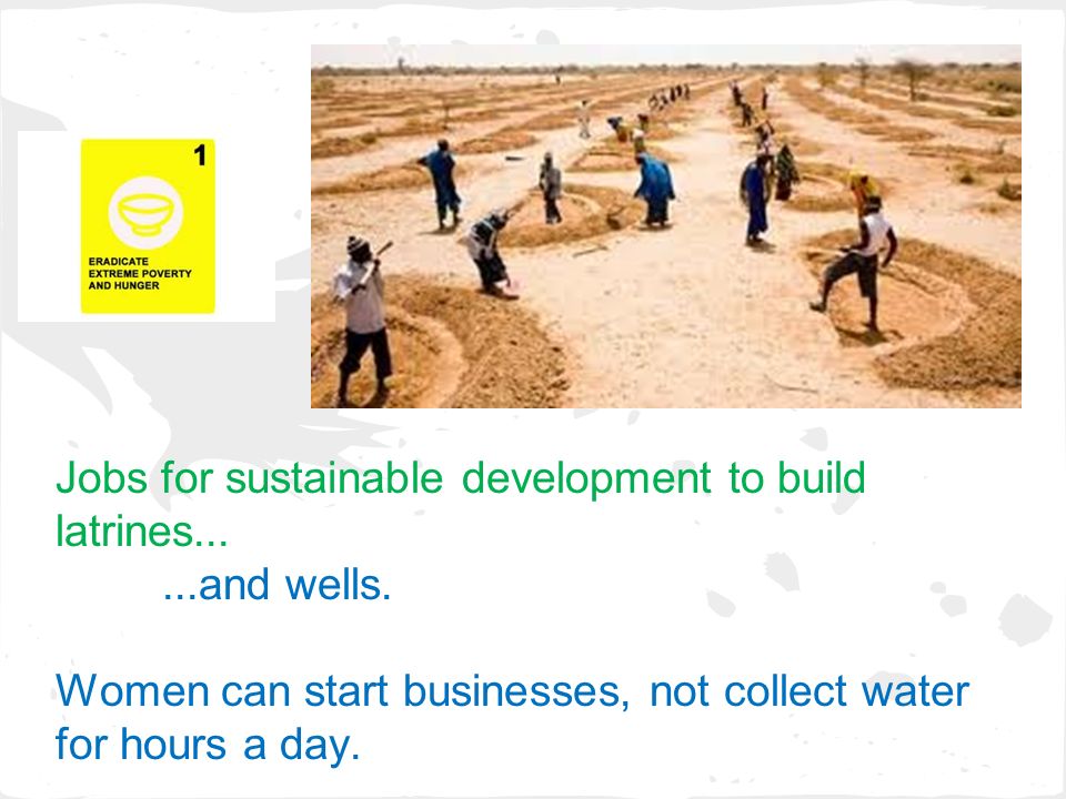 Jobs for sustainable development to build latrines......and wells.