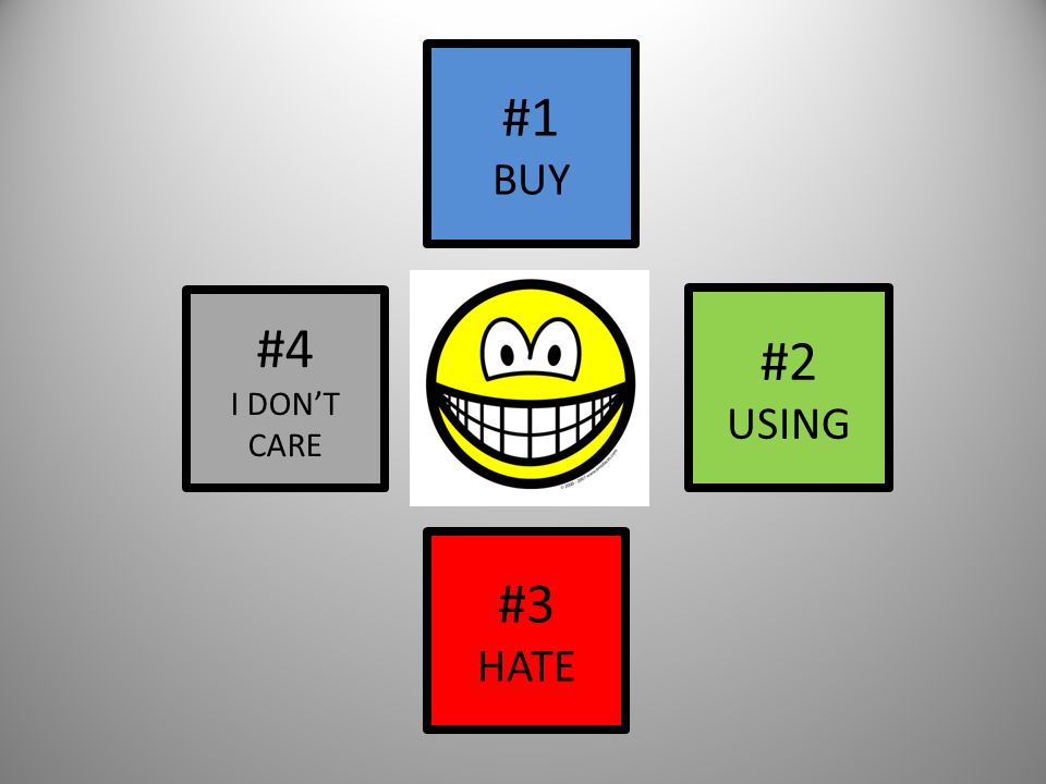 #4 I DON’T CARE #2 USING #3 HATE #1 BUY
