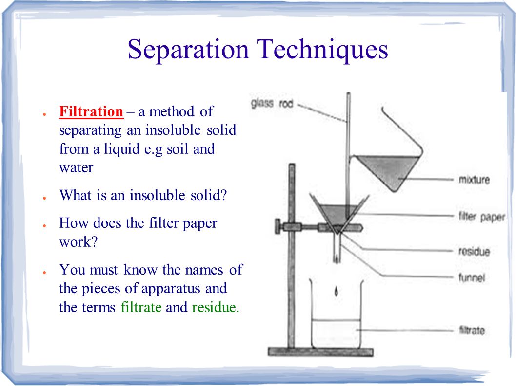 What Will We Learn In This Section What Pure Substance Is Separating Techniques Including 1 Filtration 2 Evaporation 3 Distillation 4 Chromatograpy Ppt Download