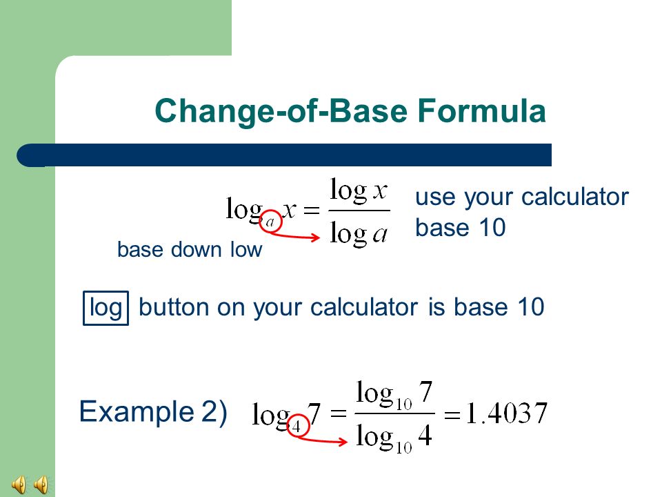 10.14 Applications of Logarithms. Ex 1) Solve log x = Round to 4 decimal  places Remember: Common log = base 10 log 6 = log 10 6 x = ppt download