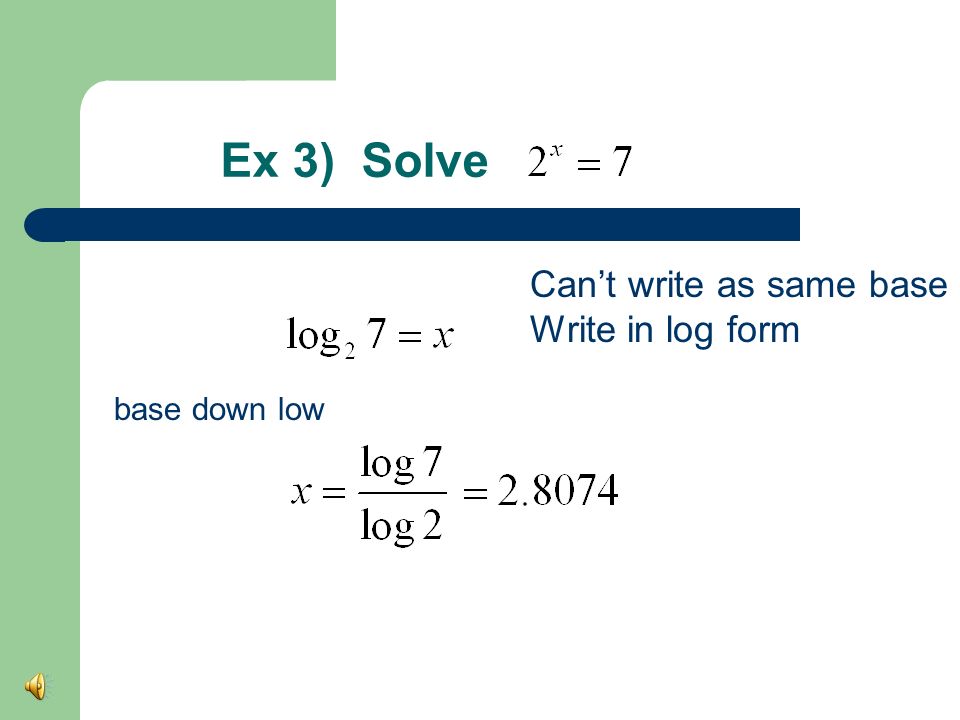 10.14 Applications of Logarithms. Ex 1) Solve log x = Round to 4 decimal  places Remember: Common log = base 10 log 6 = log 10 6 x = ppt download