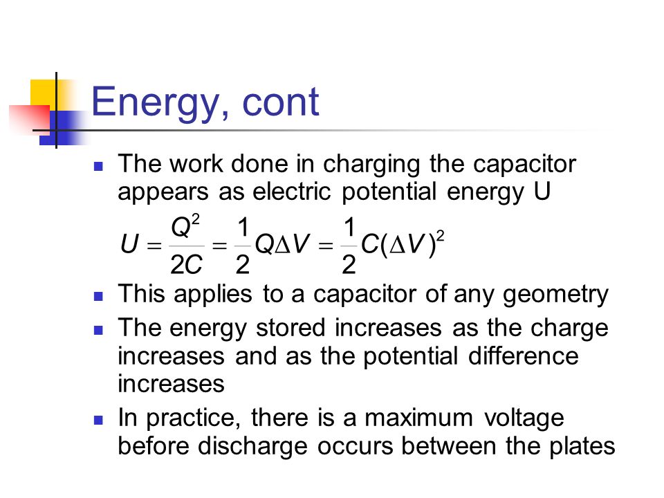 Capacitance Electric Potential Energy