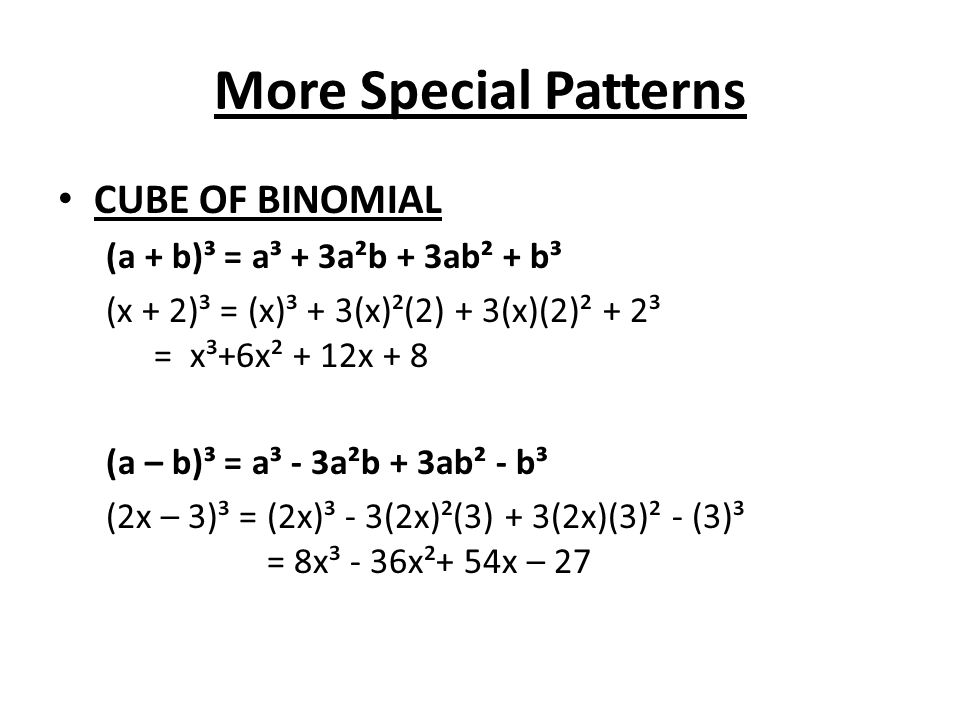 5 3c Special Patterns For Multiplying Binomials Sum And Difference A B A B A B X 2 X 2 X 4 O I Cancel Out Of Foil Square Of A Binomial Ppt Download