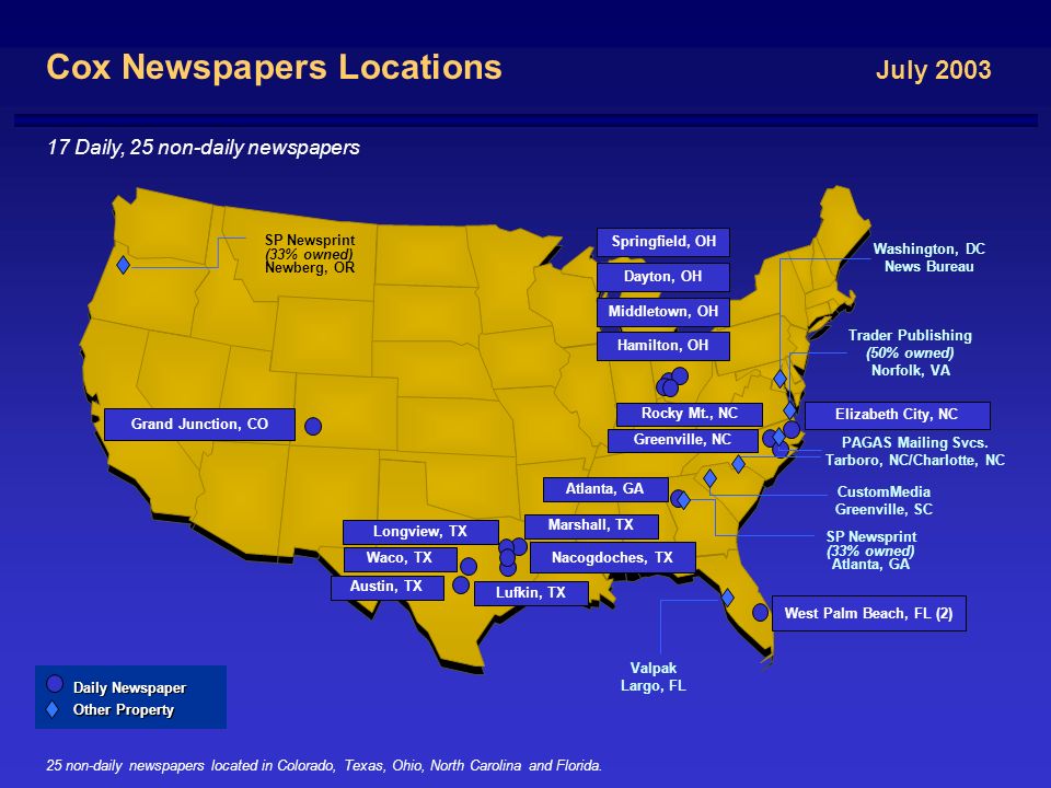 Newspapers Locations July 2003 Grand Junction Co West Palm July 2003 Grand Junction Co West Palm