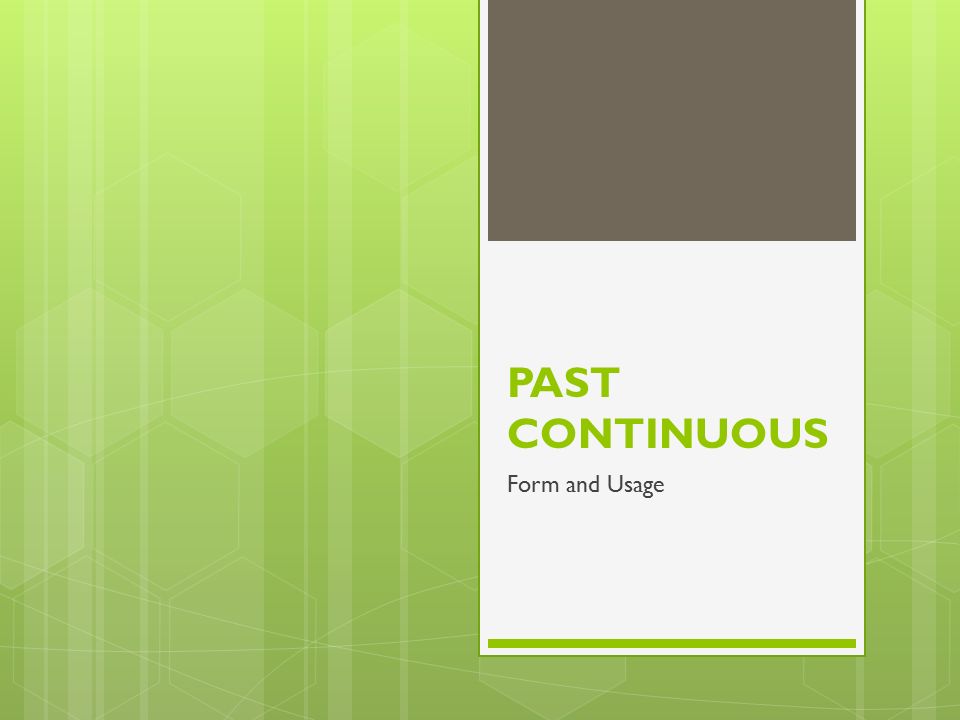 PAST CONTINUOUS Form and Usage