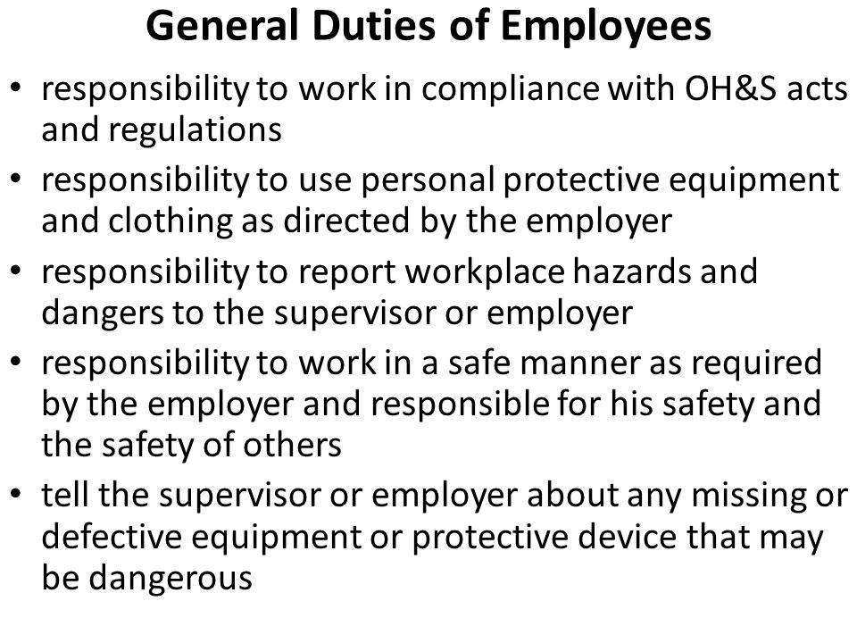 Topic: General Duties Of Employee,Employer And Ohs Inspector Facilitator  Peter Agbo-Gandee (Sheq Mgr.) - Ppt Download