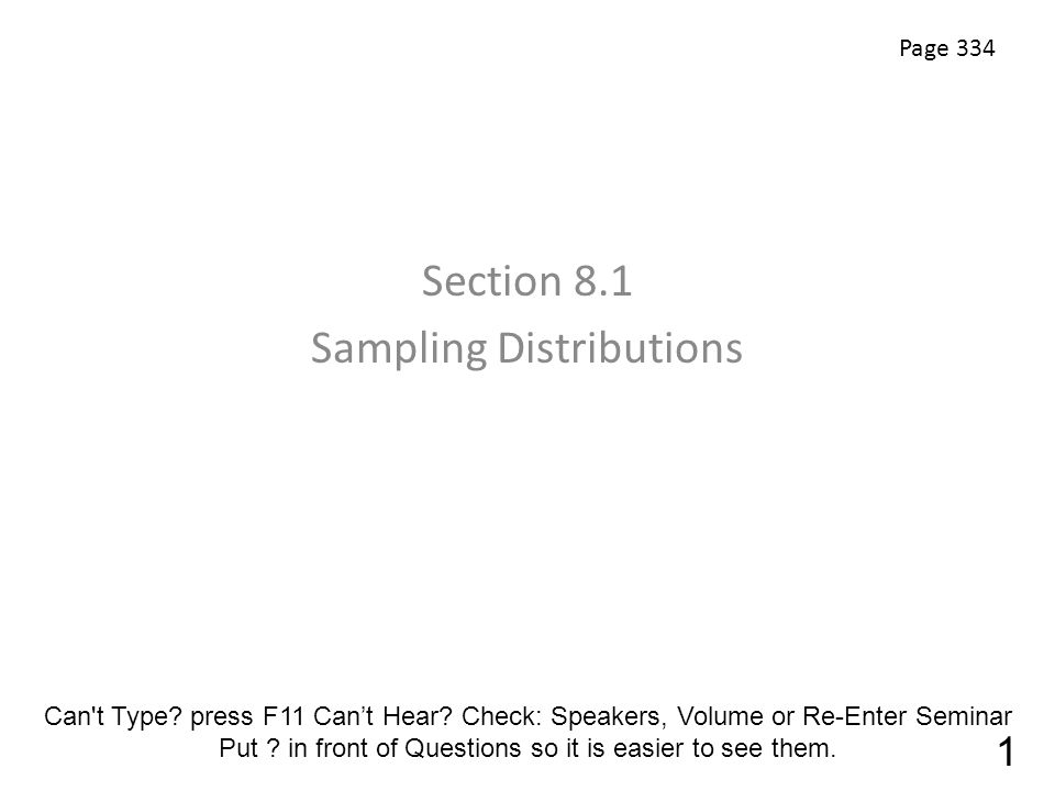 Section 8.1 Sampling Distributions Page Can t Type.