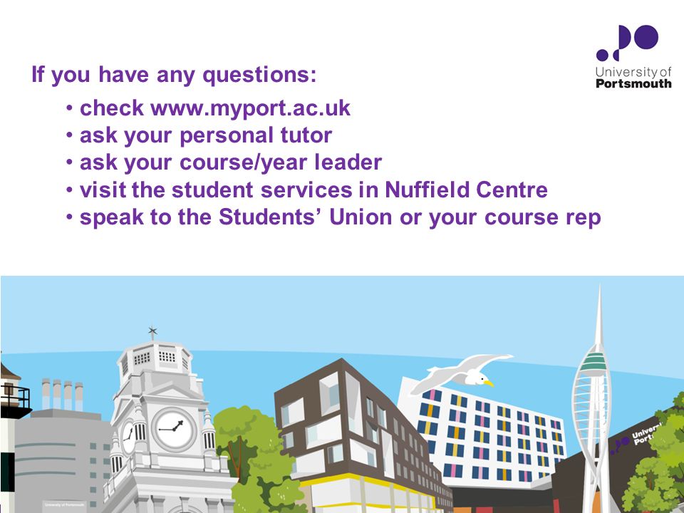 University of Portsmouth students Communicating with you – myport moodle  and beyond Studying here and support services Student Handbook Student. -  ppt download