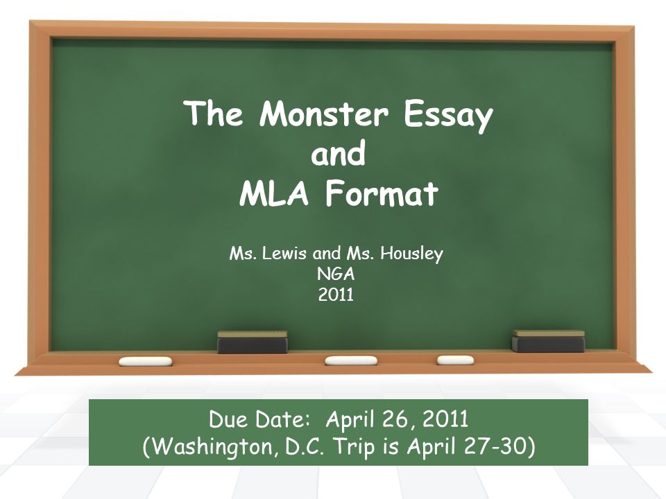 The Monster Essay And Mla Format Ms Lewis And Ms Housley Nga The Monster Essay And Mla Format Ms Lewis And Ms Cover Letter Writing Services Nyc also How To Use A Thesis Statement In An Essay The Yellow Wallpaper Analysis Essay