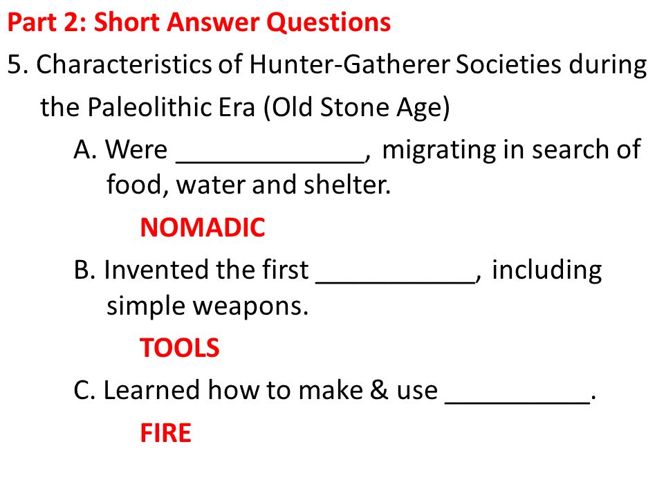 paleolithic questions