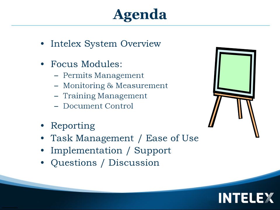 Compliance Management System. Intelex System Overview Focus Modules:  –Permits Management –Monitoring & Measurement –Training Management  –Document Control. - ppt download