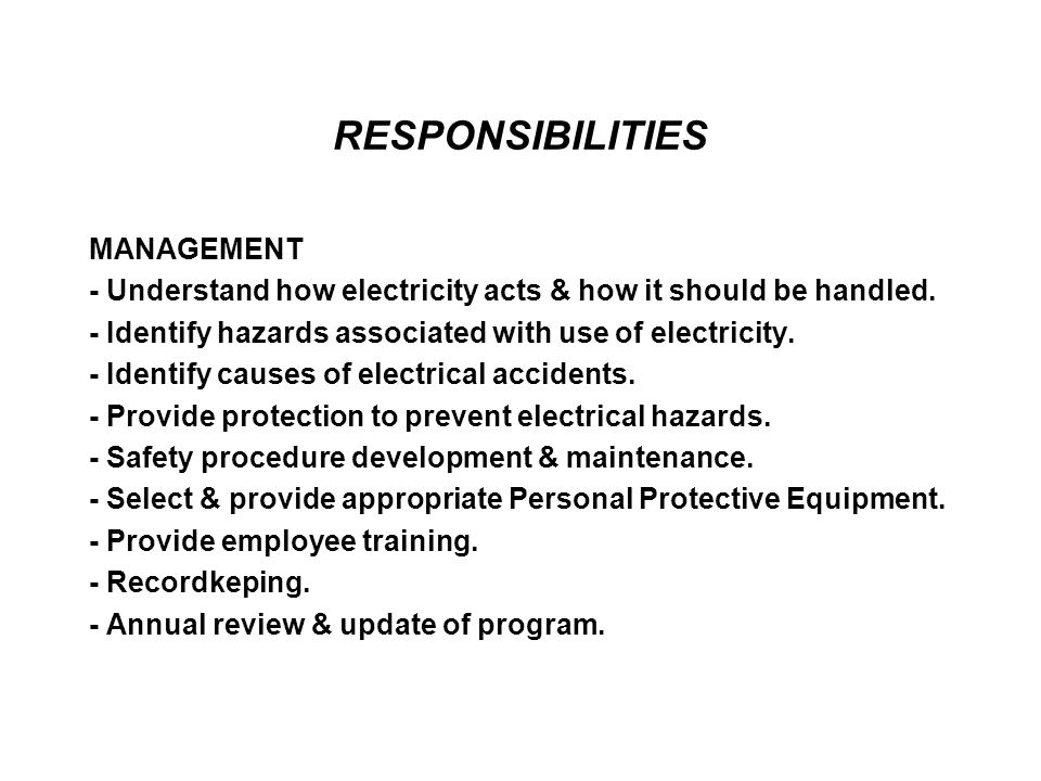 Causes of electrical accidents