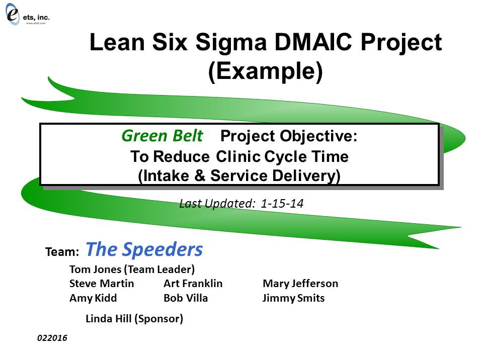 lean six sigma dmaic project example last updated team the