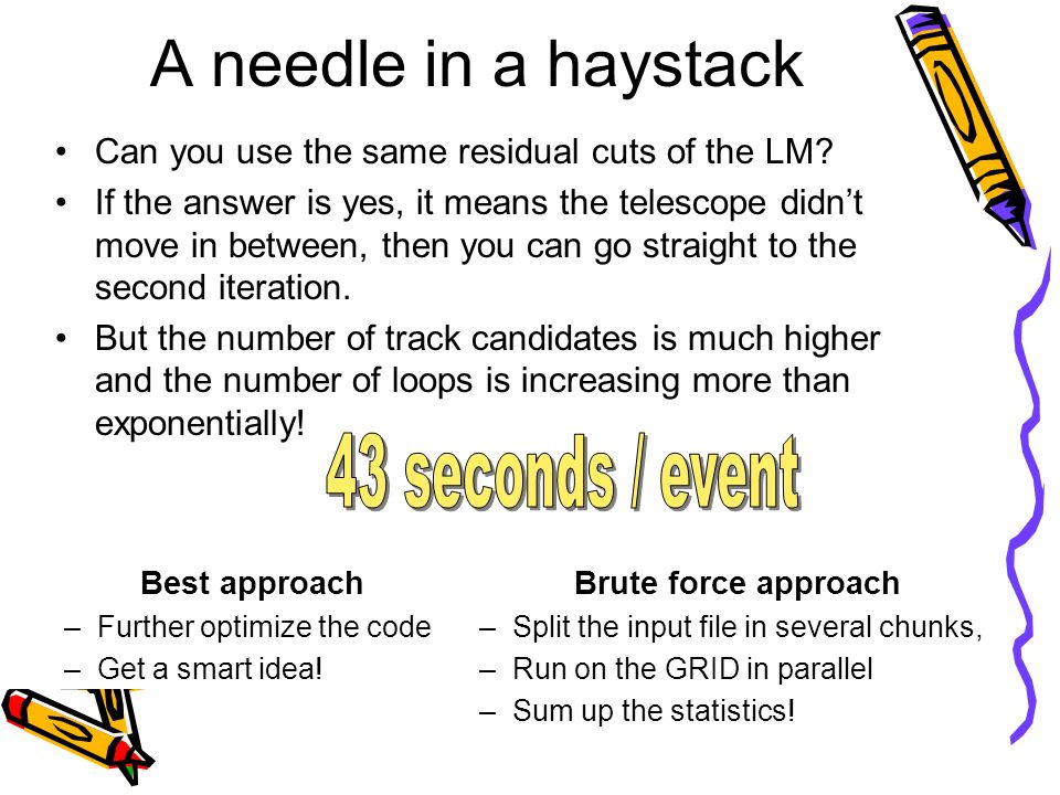 A needle in a haystack Can you use the same residual cuts of the LM.