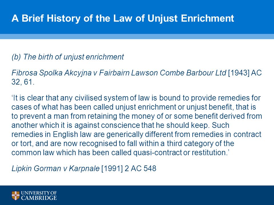 IMPLICATIONS OF MENELAOU FOR THE LAW OF UNJUST ENRICHMENT: 'ALL THE WORLD'S  A STAGE': THE SEVEN AGES OF UNJUST ENRICHMENT Professor Graham Virgo  Professor. - ppt download