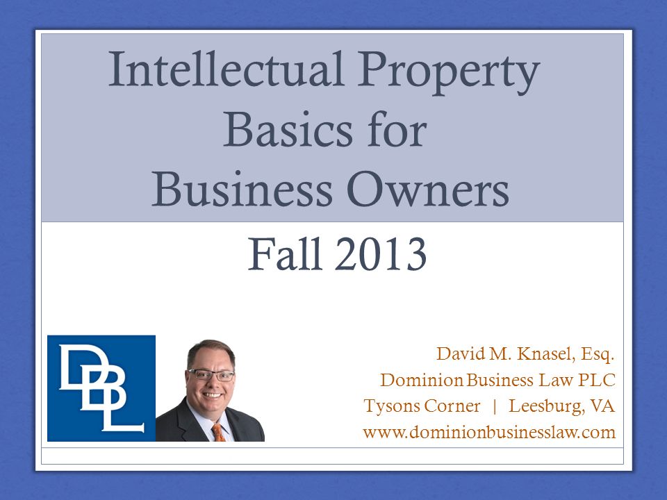 Intellectual Property Basics for Business Owners David M.