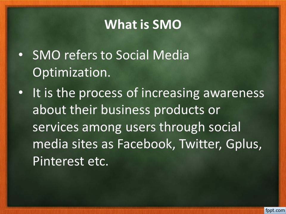 What is SMO SMO refers to Social Media Optimization.