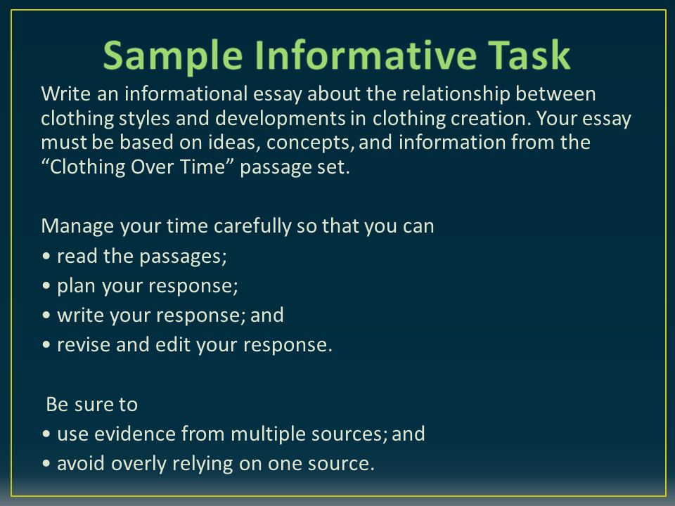 Examples Of An Essay Paper Write An Informational Essay About The Relationship Between Clothing Styles And Developments In Clothing Creation High School Essay Examples also Thesis Statements Examples For Argumentative Essays Dissecting The Prompt Grade Copyright Write Score Llc Argumentative Essay Papers