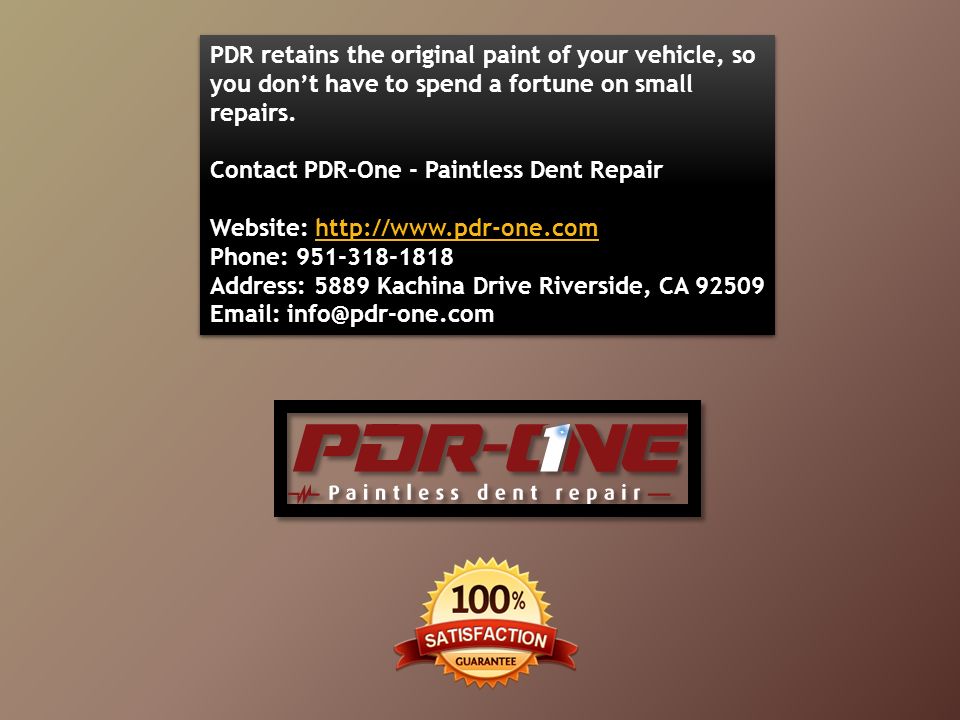 PDR retains the original paint of your vehicle, so you don’t have to spend a fortune on small repairs.