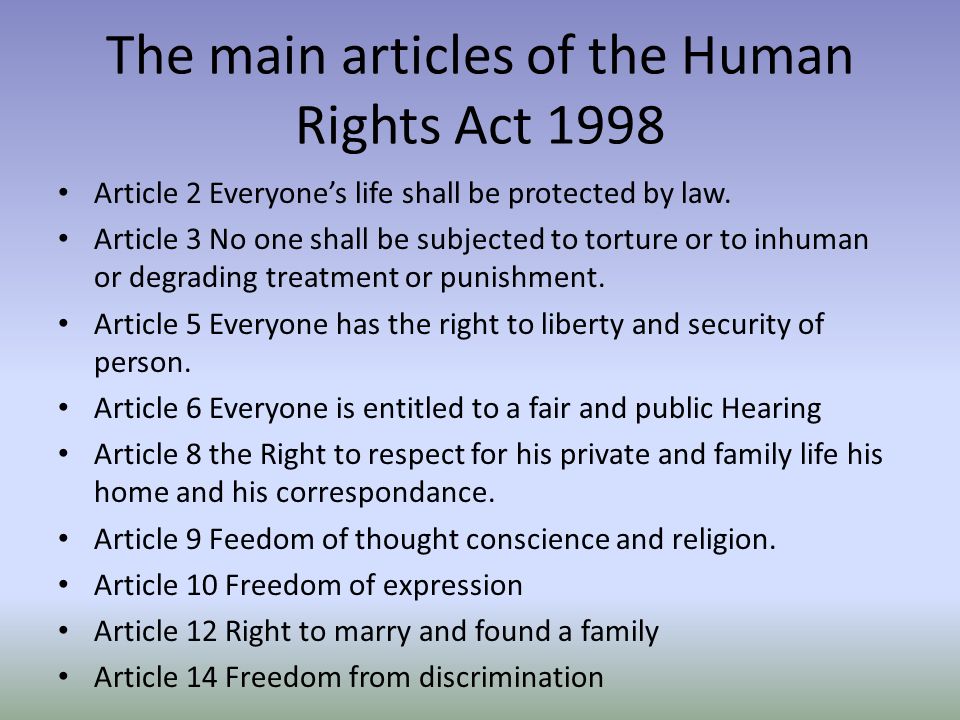 The Human Rights Act. Stephen Lawrence Lesson Objectives To describe what a  right is. To identify the main contents of the Human Rights Act, To. - ppt  download