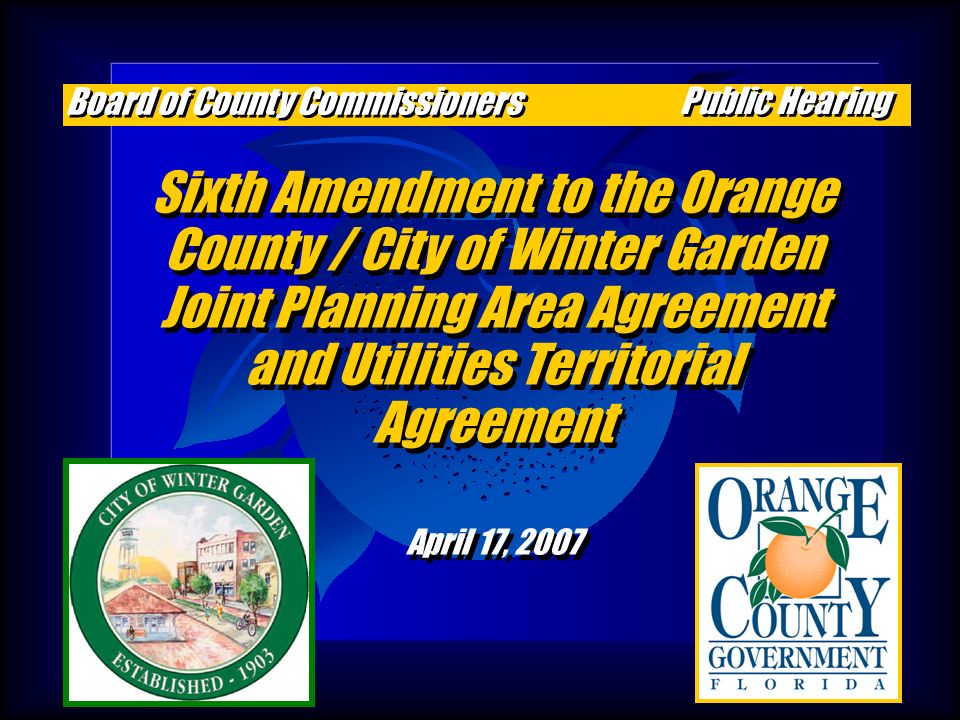 Sixth Amendment To The Orange County City Of Winter Garden Joint