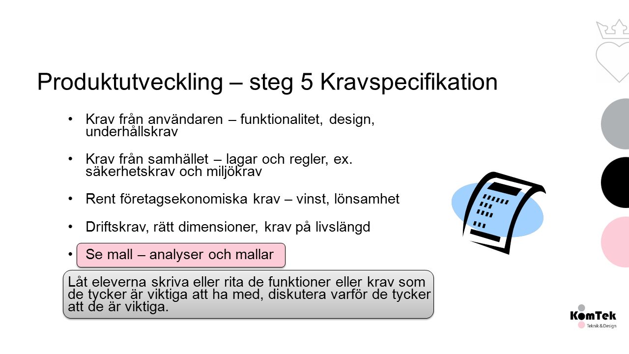 Arbetsprocessen Produktutvecklingens Steg Produktutveckling