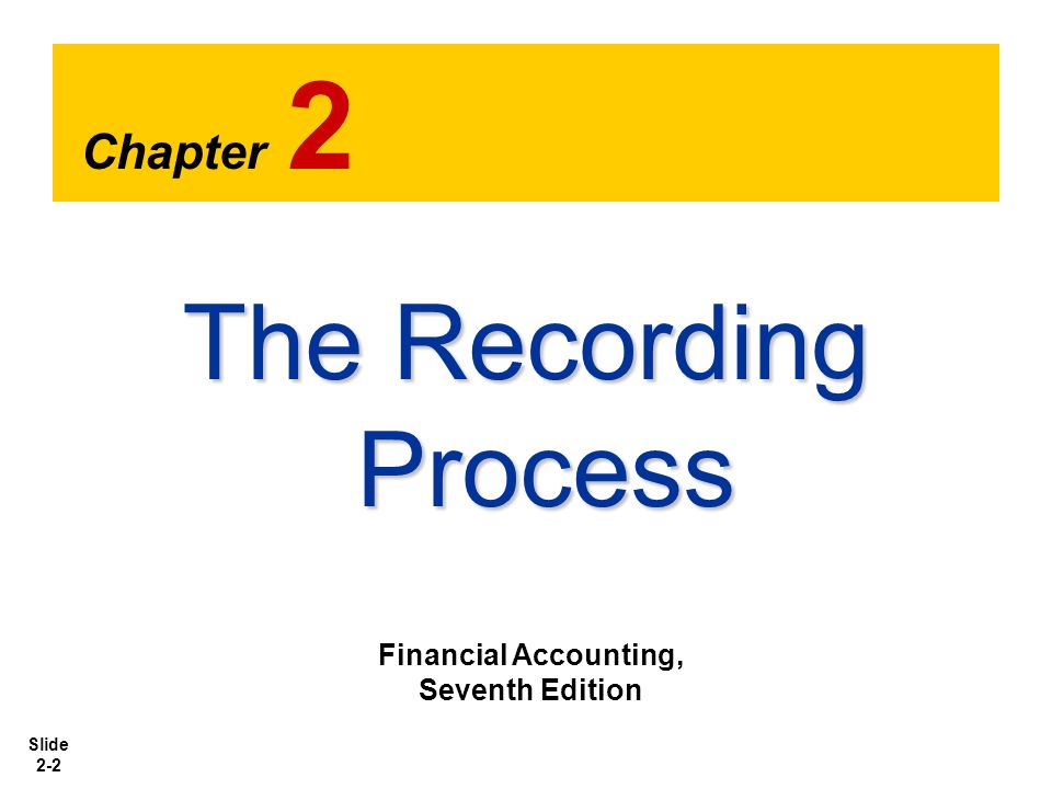 Slide 2-1. Slide 2-2 Chapter 2 The Recording Process
