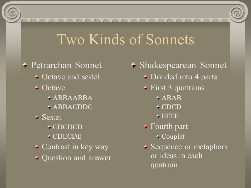 two main types of sonnets