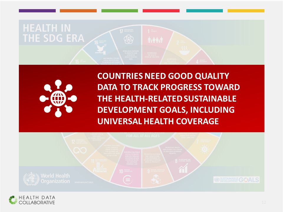 12 COUNTRIES NEED GOOD QUALITY DATA TO TRACK PROGRESS TOWARD THE HEALTH-RELATED SUSTAINABLE DEVELOPMENT GOALS, INCLUDING UNIVERSAL HEALTH COVERAGE