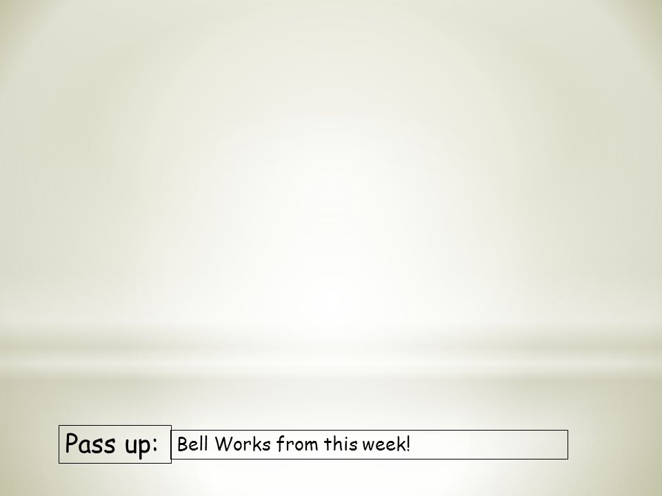 Pass up: Bell Works from this week!