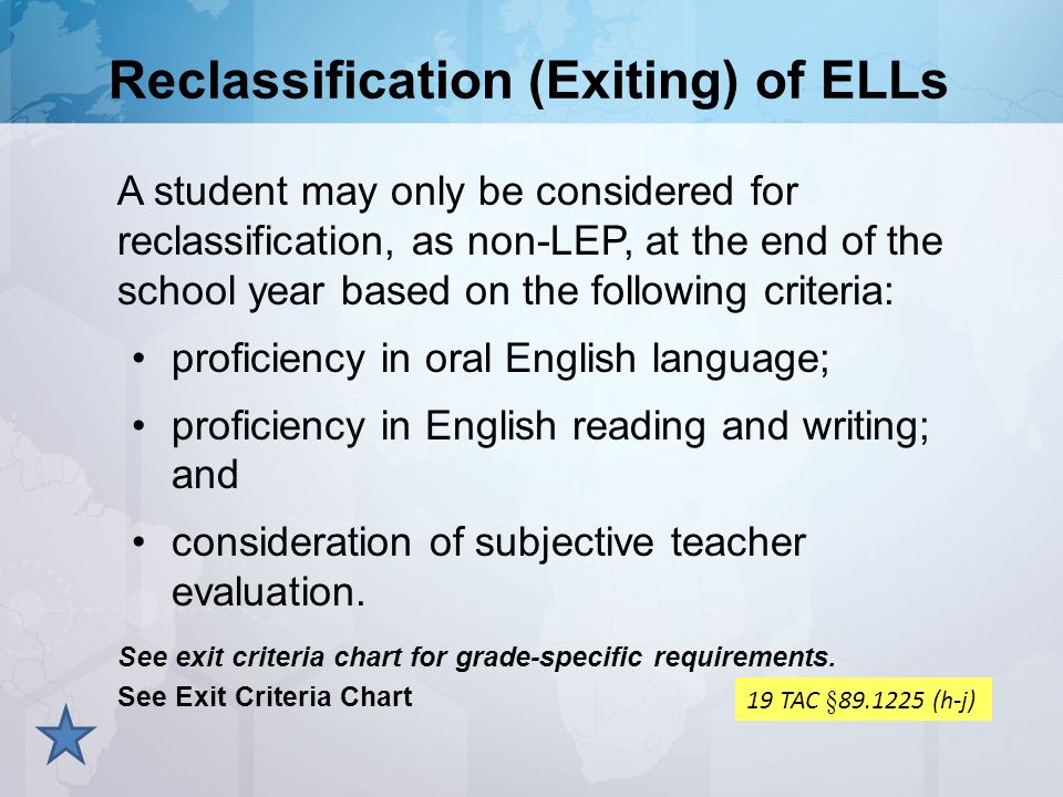2017 2018 English Proficiency Exit Criteria Chart