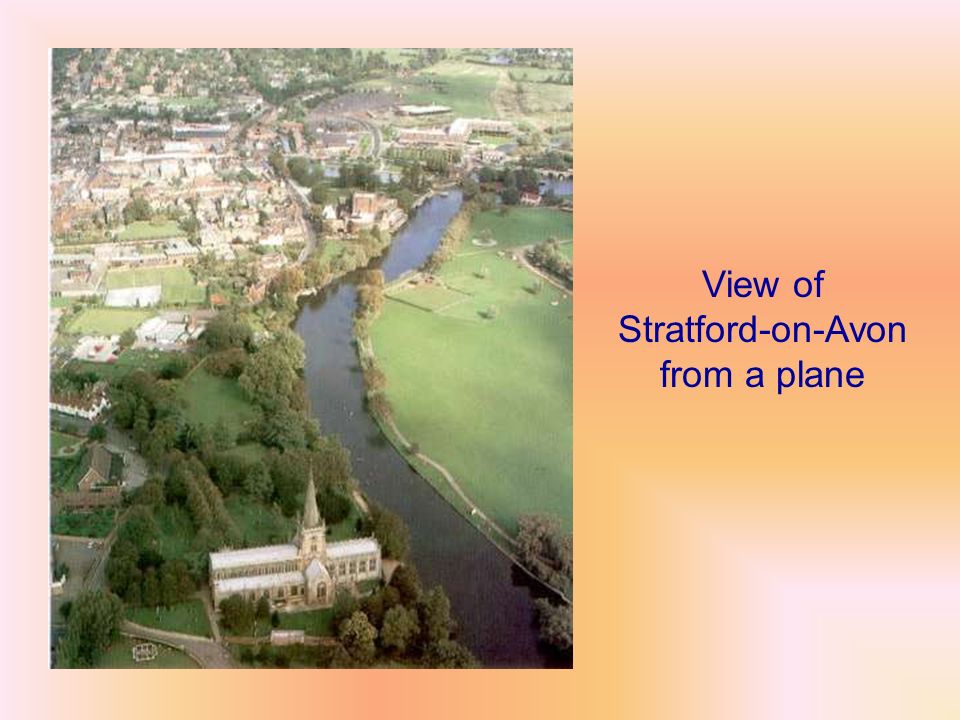 View of Stratford-on-Avon from a plane