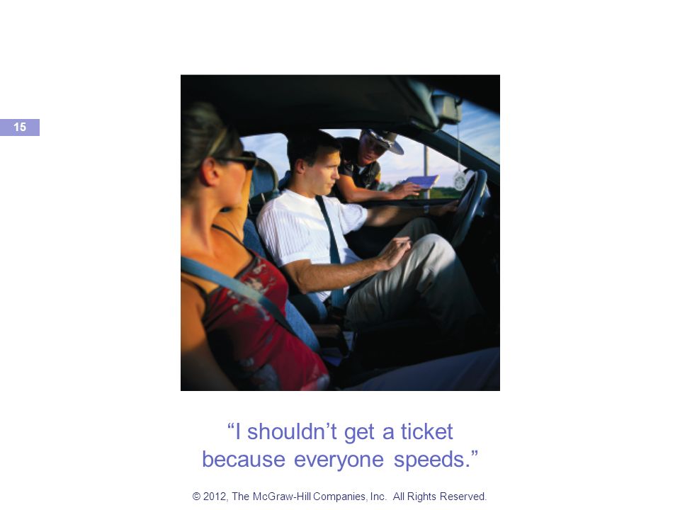 I shouldn’t get a ticket because everyone speeds. 15 © 2012, The McGraw-Hill Companies, Inc.