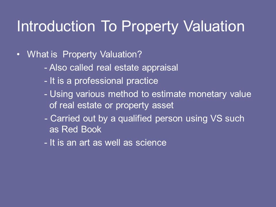 An Introduction to Property Valuation