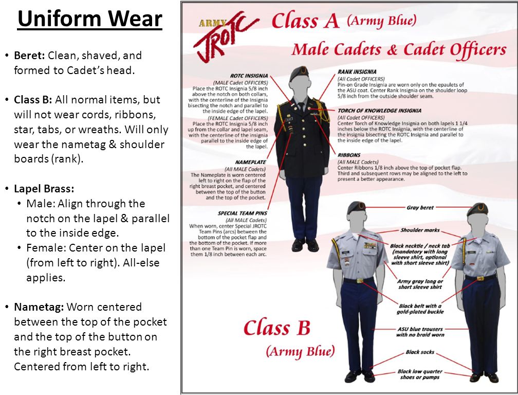 Presentation on theme: "Warrior JROTC Uniform Policy: Wear & Appea...