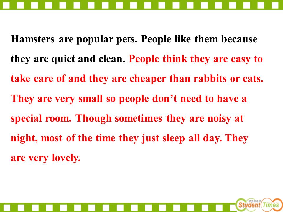 3b. Look at these notes about hamsters and write an article about them.