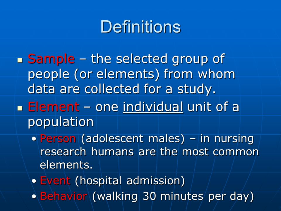 Populations And Samples Nursing 200w Chapter 9 Objectives Define Population Sample And Sampling Define Population Sample And Sampling Distinguish Ppt Download
