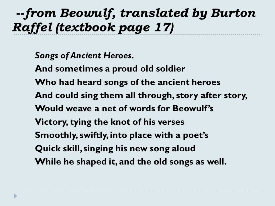 beowulf songs of ancient