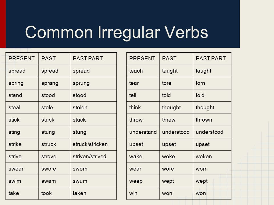 LESSON 5 Regular and Irregular Verbs. Lesson 5 - Regular and Irregular Verbs  OBJECTIVE: Become better acquainted with the pesky past-tense verbs that. -  ppt download