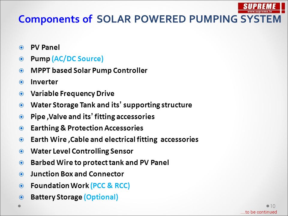 Solar Powered Water Pumping Solution Presented By Supreme