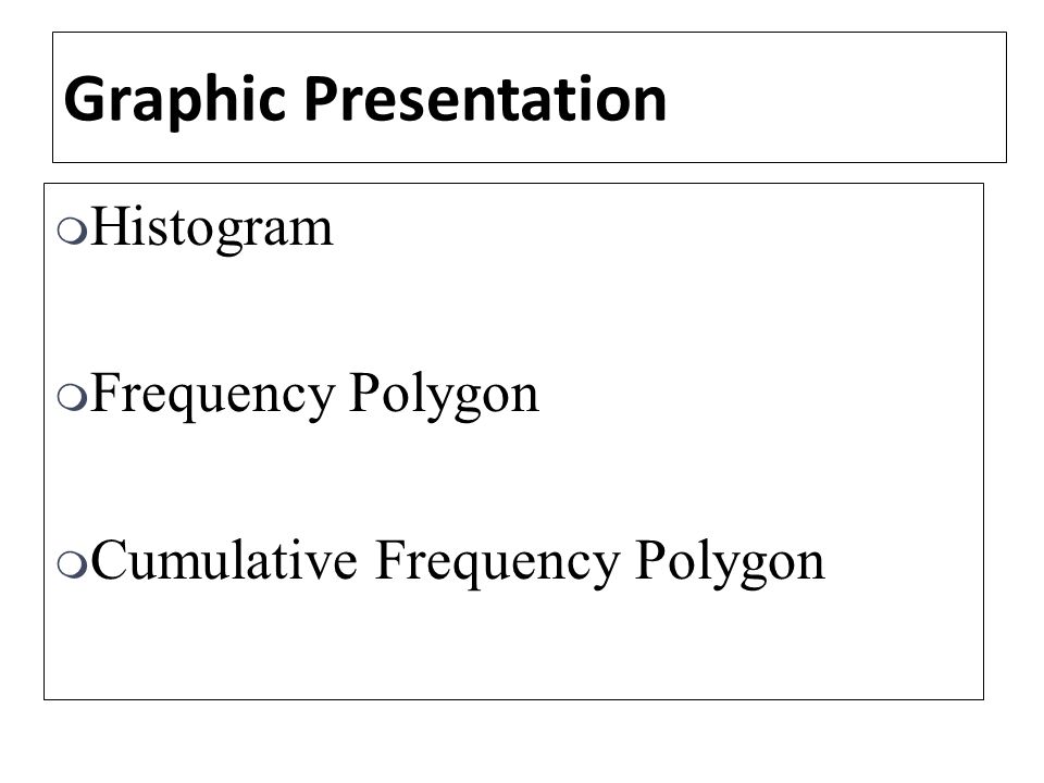 Histogram  Frequency Polygon  Cumulative Frequency Polygon Graphic Presentation
