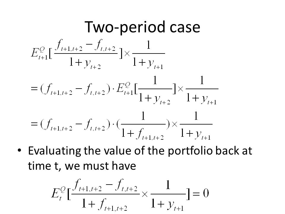 Two-period case Evaluating the value of the portfolio back at time t, we must have