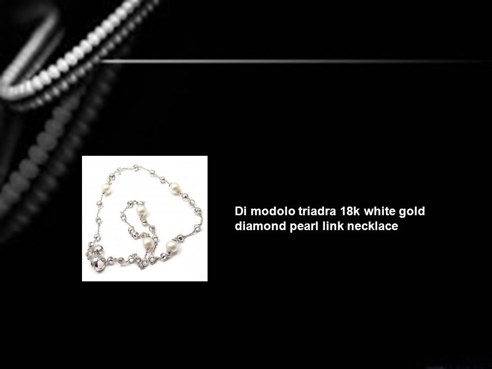 Di modolo triadra 18k white gold diamond pearl link necklace